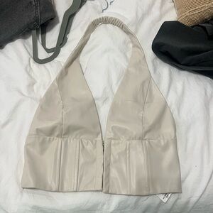 Bershka lowcut leather top! Open back!